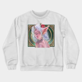 Beautiful Fantasy Demonic Whimsical Fairy Girl Crewneck Sweatshirt